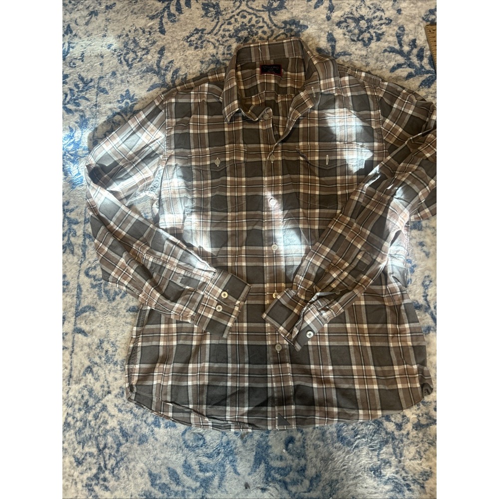 UNTUCKit Gironde SS Shirt Mens L Plaid Long  Sleeve Button Up Stretch Slim Fit